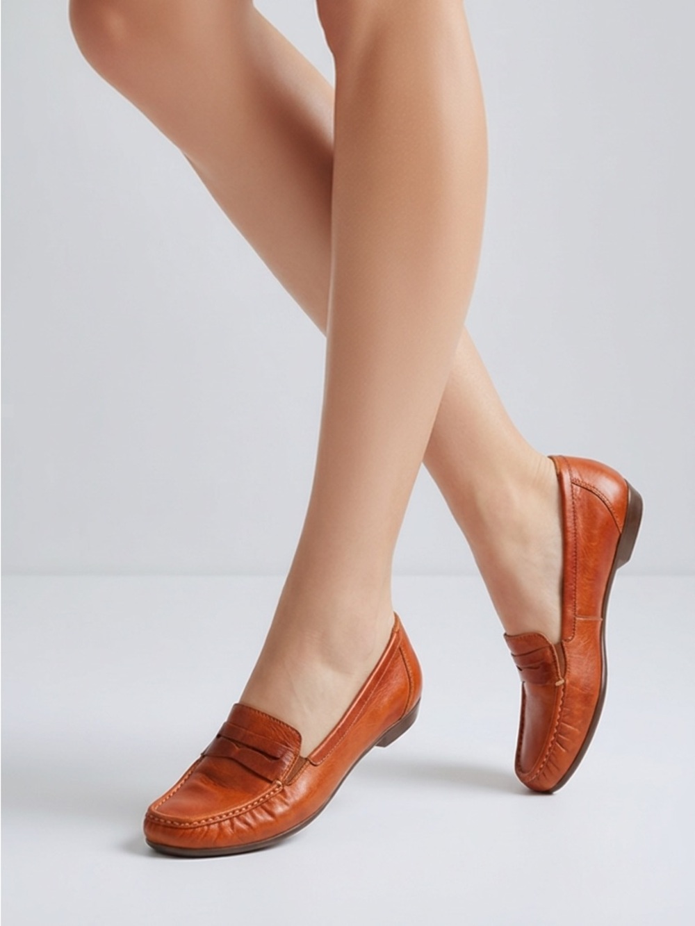 New SAS Women's Penny J Slip-On Loafers Chestnut/Walnut Leather Size 9 Narrow Ne
